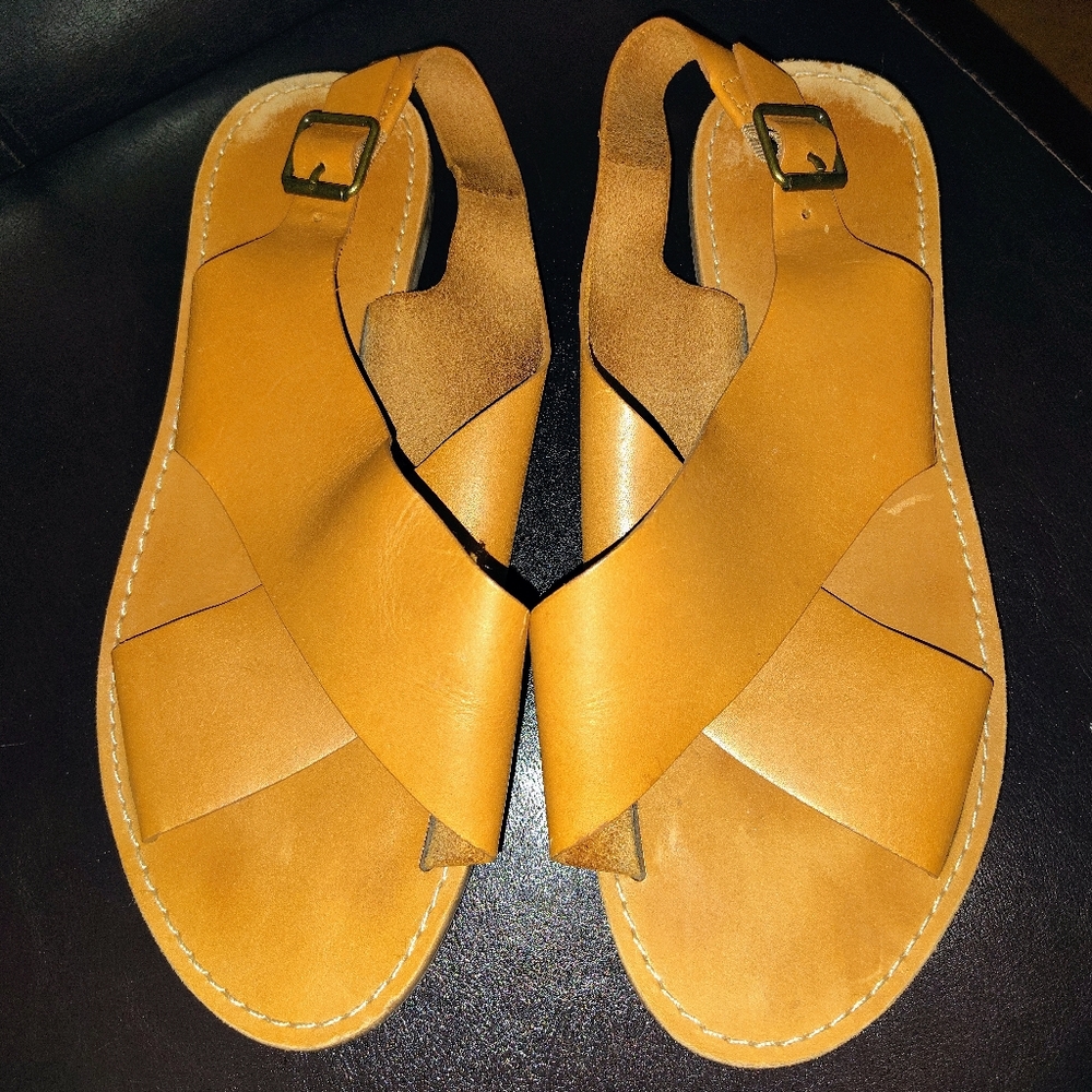 Madewell Tan Leather Slingback Sandals
